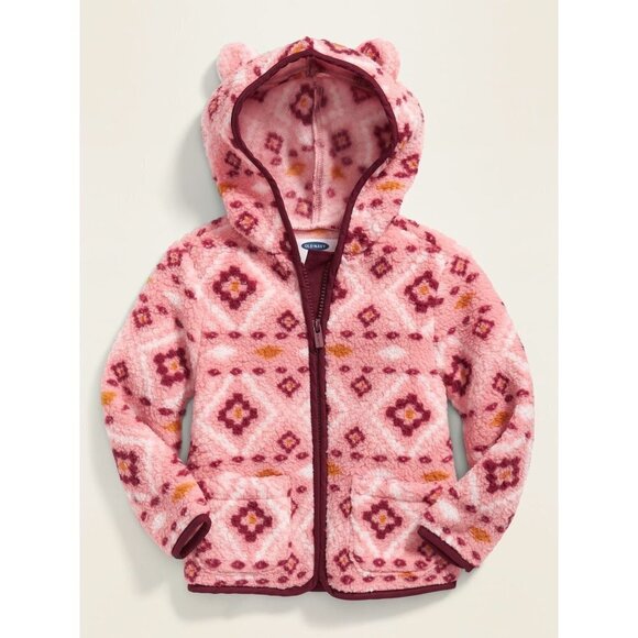Patterned Sherpa Fleece Bear Zip Hoodie Sweater Petal Pusher 18 24 Months - Picture 10 of 10